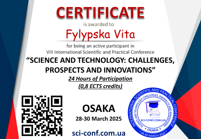 Участь у Міжнародній науково-практичній конференції
